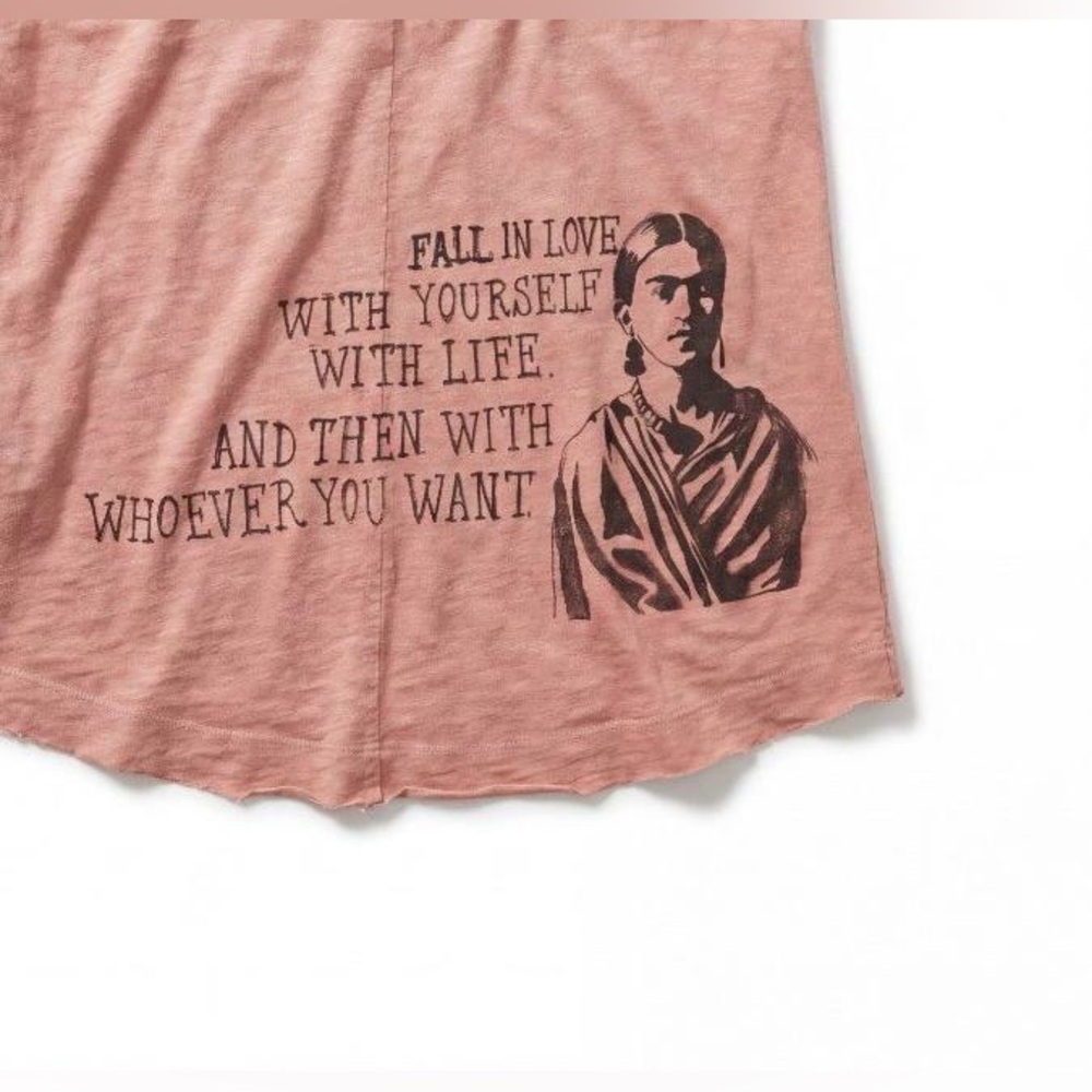 “Viva La Frida” Hand Crafted Rust Graphic Short Sleeve Tunic - Picture 12 of 12